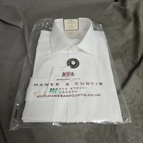 HAWES & CURTIS ST JAMES SLIM FIT SEMI CUTAWAY COLLAR SINGLE CUFF DRESS SHIRT IN WHITE SIZE 16/37