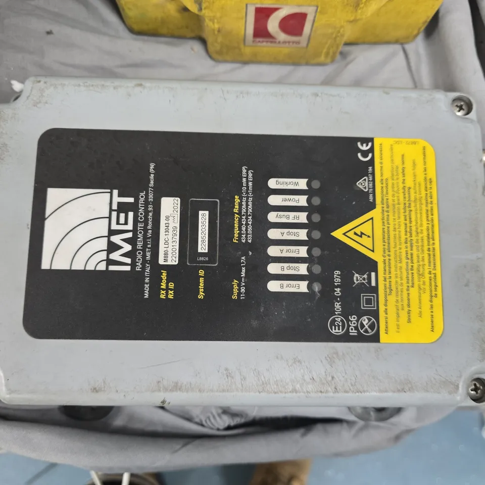 IMET remote control handset for plant equipment – yellow with strap