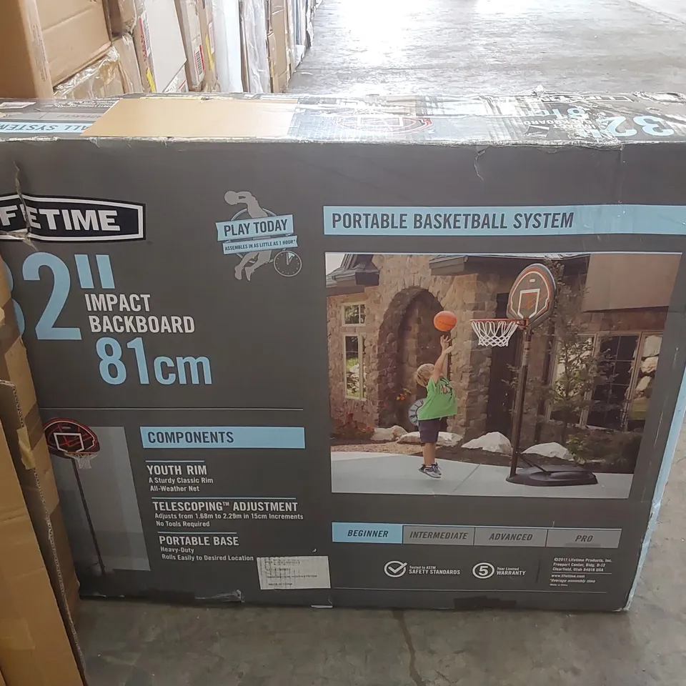 BOXED ADJUSTABLE PORTABLE FULL-SIZE BASKETBALL HOOP (1 BOX)