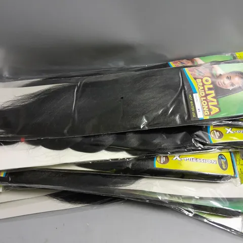LOT OF APPROX 20 OLIVIA COLLECTION HAIR PIECES. 2 STYLES BLACK