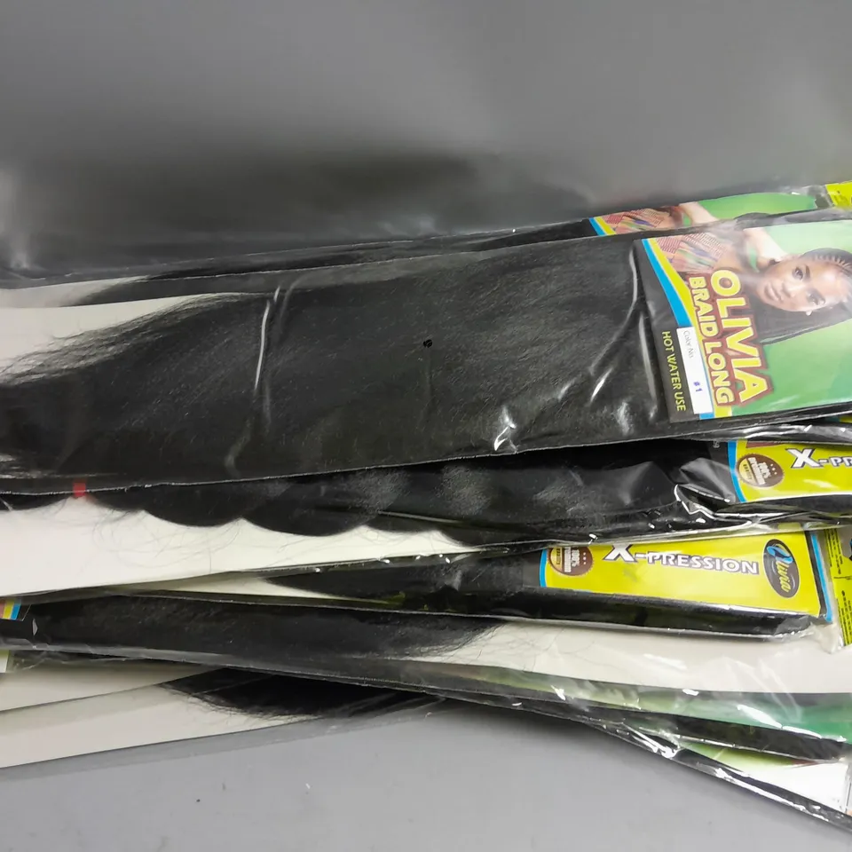 LOT OF APPROX 20 OLIVIA COLLECTION HAIR PIECES. 2 STYLES BLACK