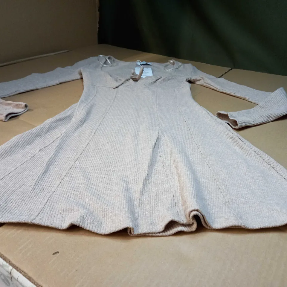 BERSHKA OATMEAL TEA DRESS - SMALL