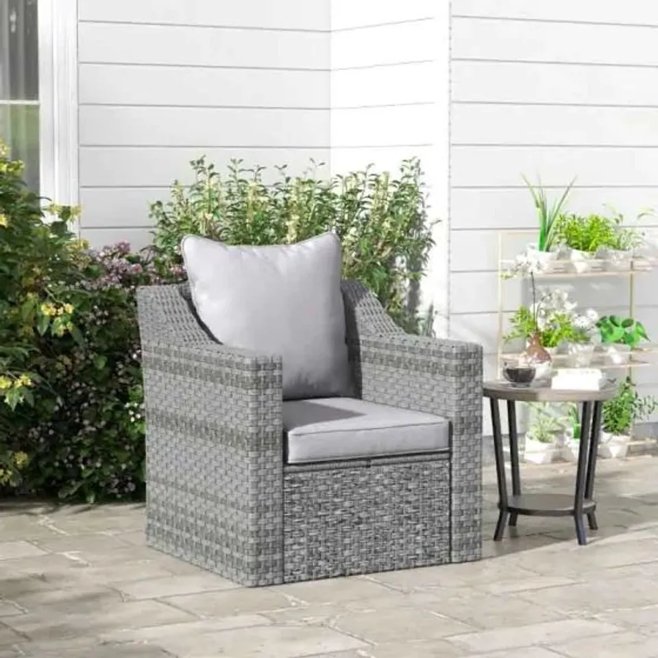 BOXED OUTSUNNY SEAT AND BACK CHAIR CUSHION - LIGHT GREY
