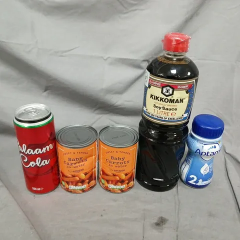 APPROXIMATELY 10 ASSORTED FOOD ITEMS TO INCLUDE SALAAM COLA, BABY CARROTS AND JAMMIE DODGERS