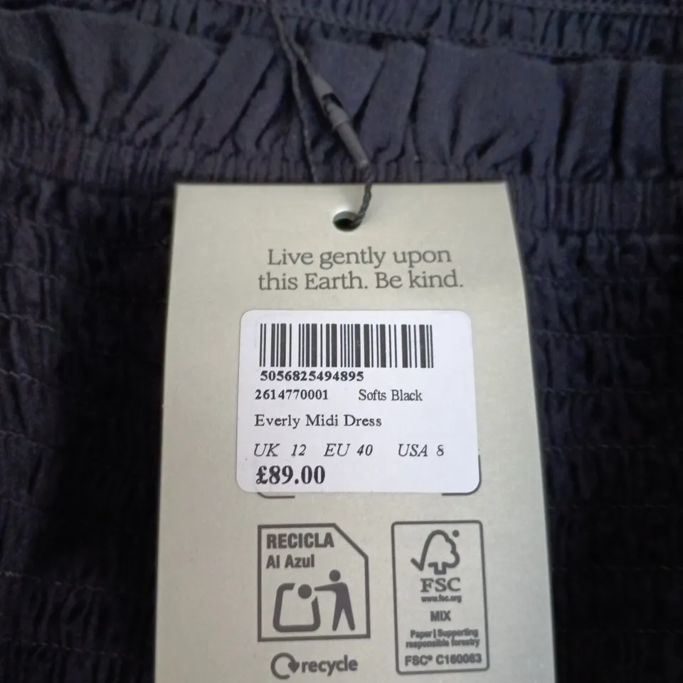 NOBODY'S CHILD EVERLY MIDI DRESS – SOFT BLACK, UK 12