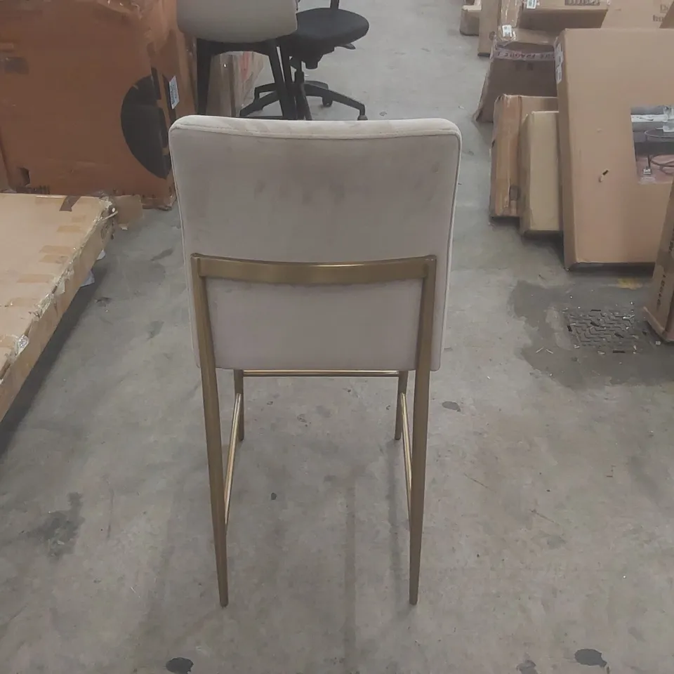 DANETTI KEIRA CHAMPAGNE VELVET AND BRASS STATIC BAR STOOL