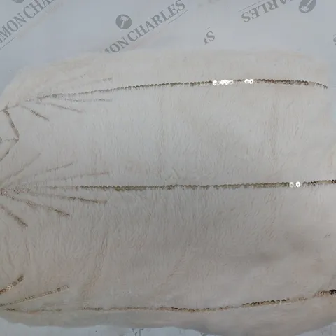 JULIEN MACDONALD EMBELLISHED SEQUIN PATTERN FUR THROW IVORY