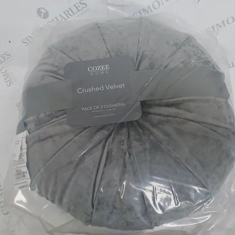 COZEE HOME CRUSHED VELVET PACK OF 2 CUSHIONS CHARCOAL