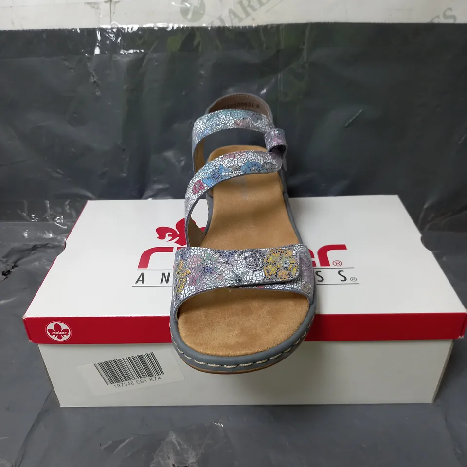 RIEKER ANTI-STRESS SANDALS BLUE FLORAL DESIGN SIZE EU 41