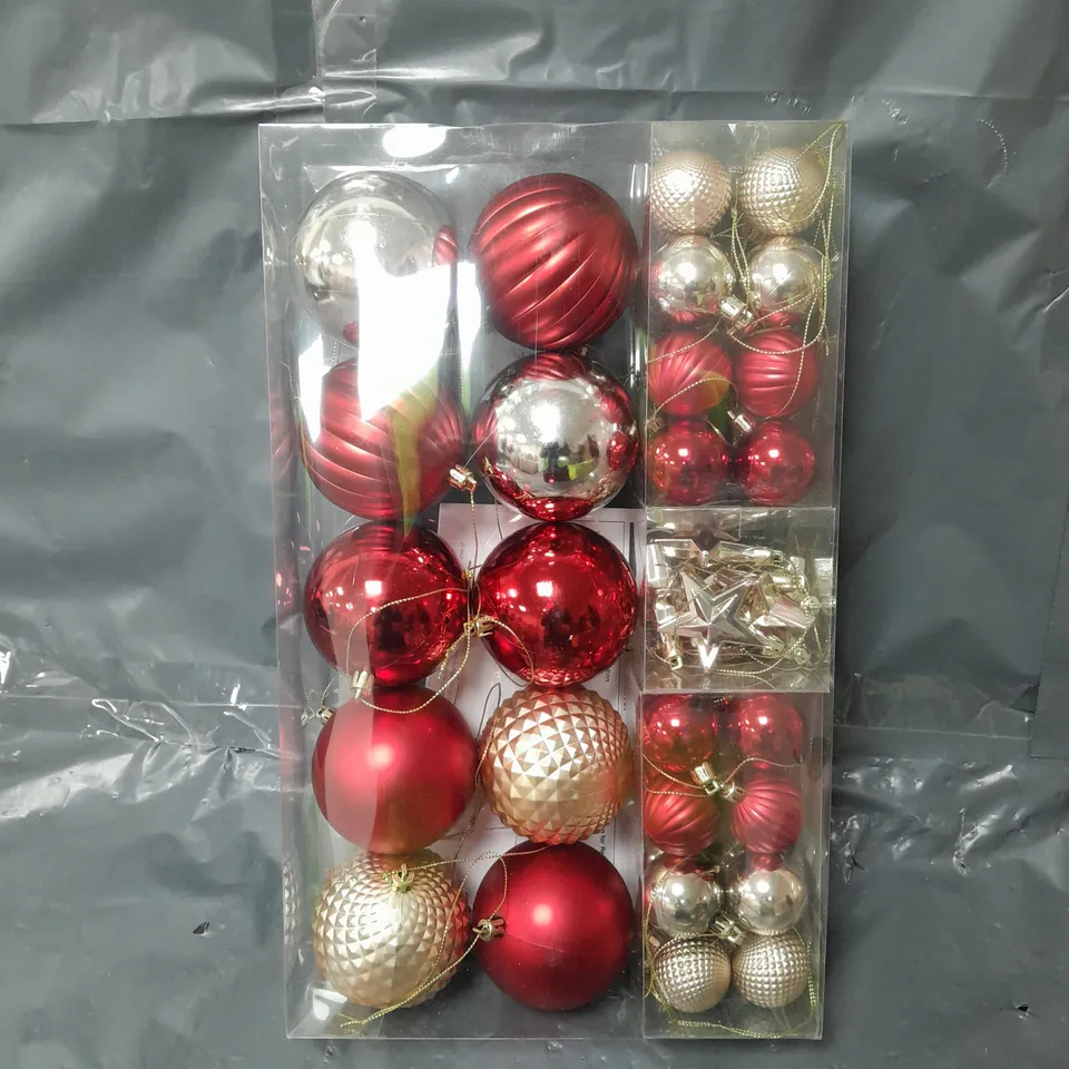 BOXED PACK OF 50 RED & GOLD BAUBLES  RRP £25