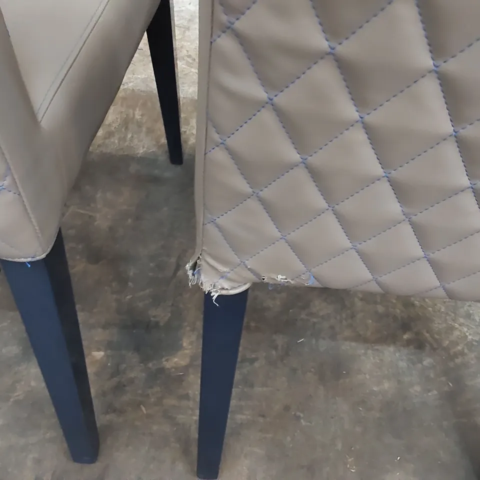 DESIGNER FAUX LEATHER BROWN/BLUE DINING CHAIRS - SET OF 2 (2 ITEMS)