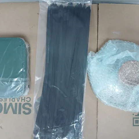 BOX OF APPROXIMATELY 12 ASSORTED HOUSEHOLD ITEMS TO INCLUDE ZIP TIES, REFUSE SACKS, ETC