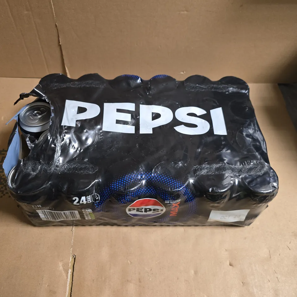 A CRATE OF APROXIMATELY 24 CANS OF PEPSI MAX