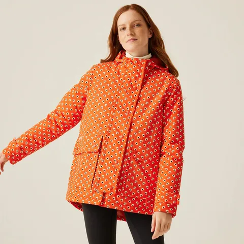 REGATTA ORLA KIELY MID LENGTH WATERPROOF JACKET CLOVER RED - UK SIZE 16