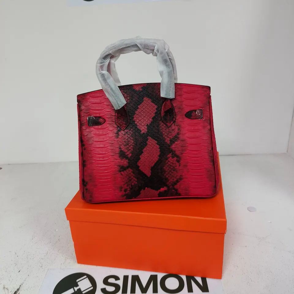 LA MAREY RED SNAKESKIN-EFFECT HANDBAG – BOXED