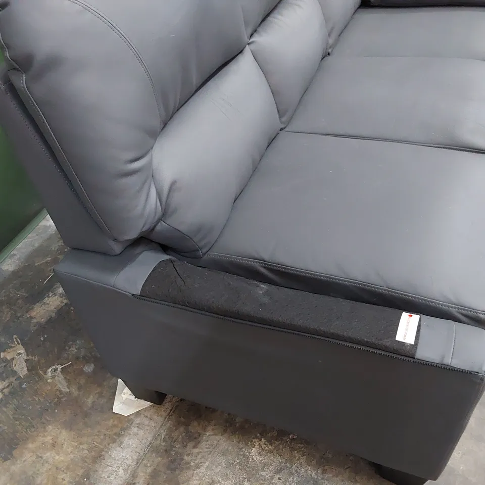 DESIGNER THREE SEATER SOFA GREY LEATHER 