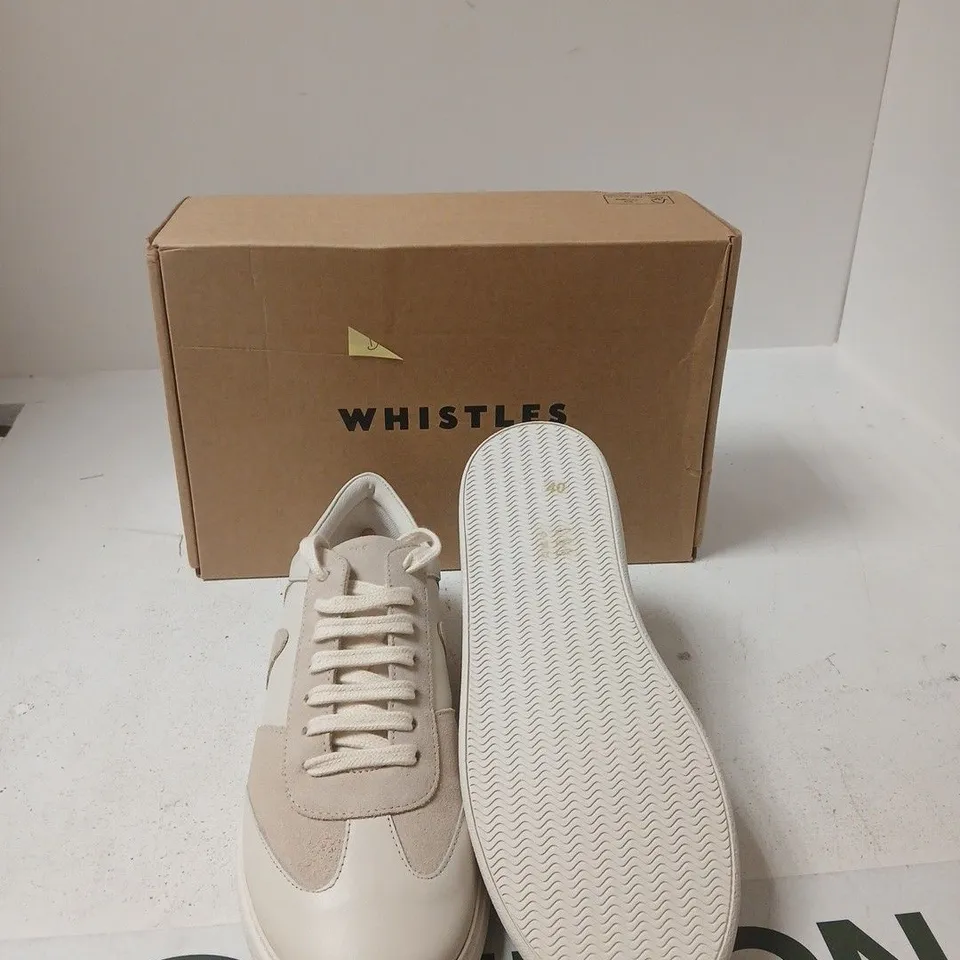 WOMEN'S WHISTLES SUEDE LEATHER MIX TRAINER – WHITE - UK 7
