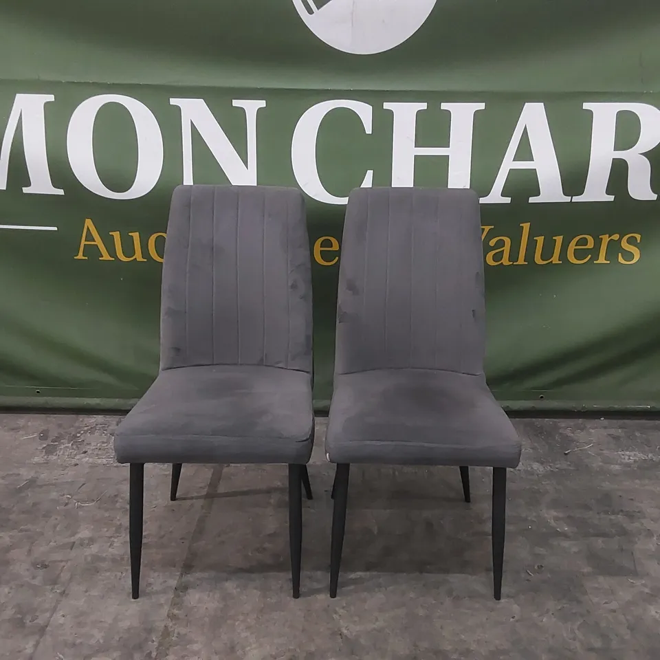 SET OF 2 QUALITY DESIGNER VELVET DARK GREY DINING CHAIRS