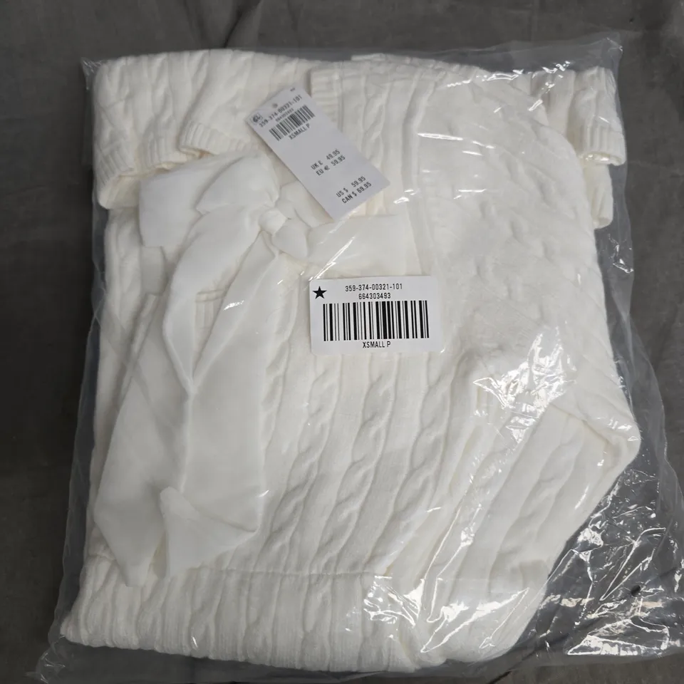 BAGGED HOLLISTER TIE BACK BABYDOLL SWEATER MINI DRESS IN WHITE - XSMALL P