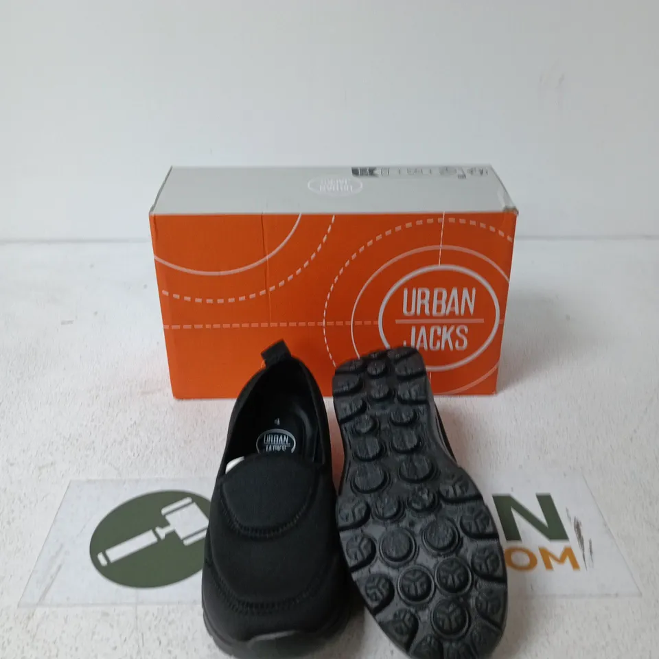 URBAN JACKS BLACK SLIP-ON SHOES – UK 4