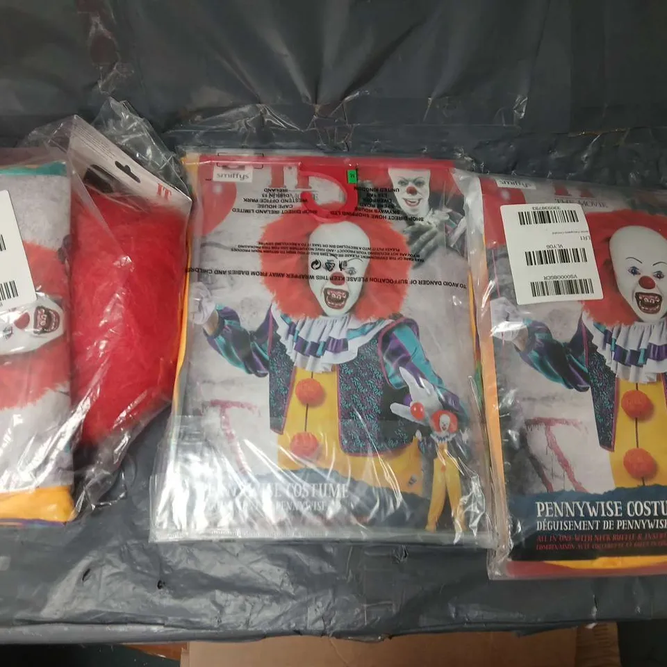 LOT OF 10 CLOWN THEMED HALLOWEEN COSTUMES - 2 DESIGNS VARIOUS SIZES