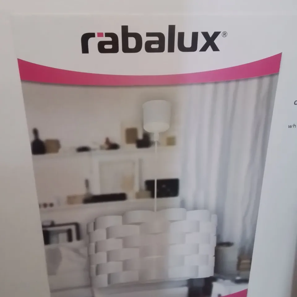 BOXED RABALUX ANDY 1- LIGHT CEILING PENDANT LIGHT, WHITE