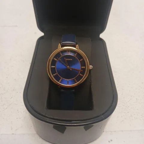 Sekonda wristwatch with blue dial in gold-tone case 