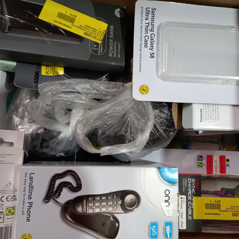 BOX OF APPROXIMATELY 15 ASSORTED ELECTRICAL ITEMS TO INCLUDE ASDA TECH 3 WAY HDMI SELECTOR, ONN SAMSUNG GALAXY S8 THIN CASE, MIXX STREAMBUDS AX TRUE WIRELESS EARBUDS, ETC