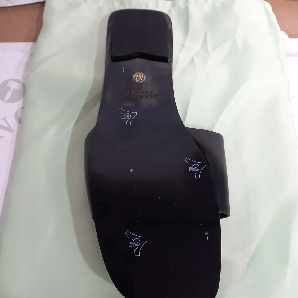 BURBERRY SLIPPERS CLOGS, LEATHER BLACK - SIZE 42