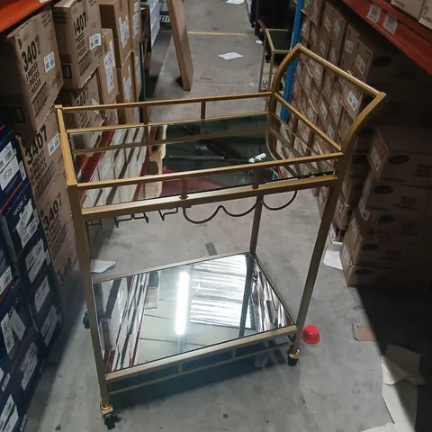 AARNAV 2 MIRRORED GLASS SHELVES SERVING CART