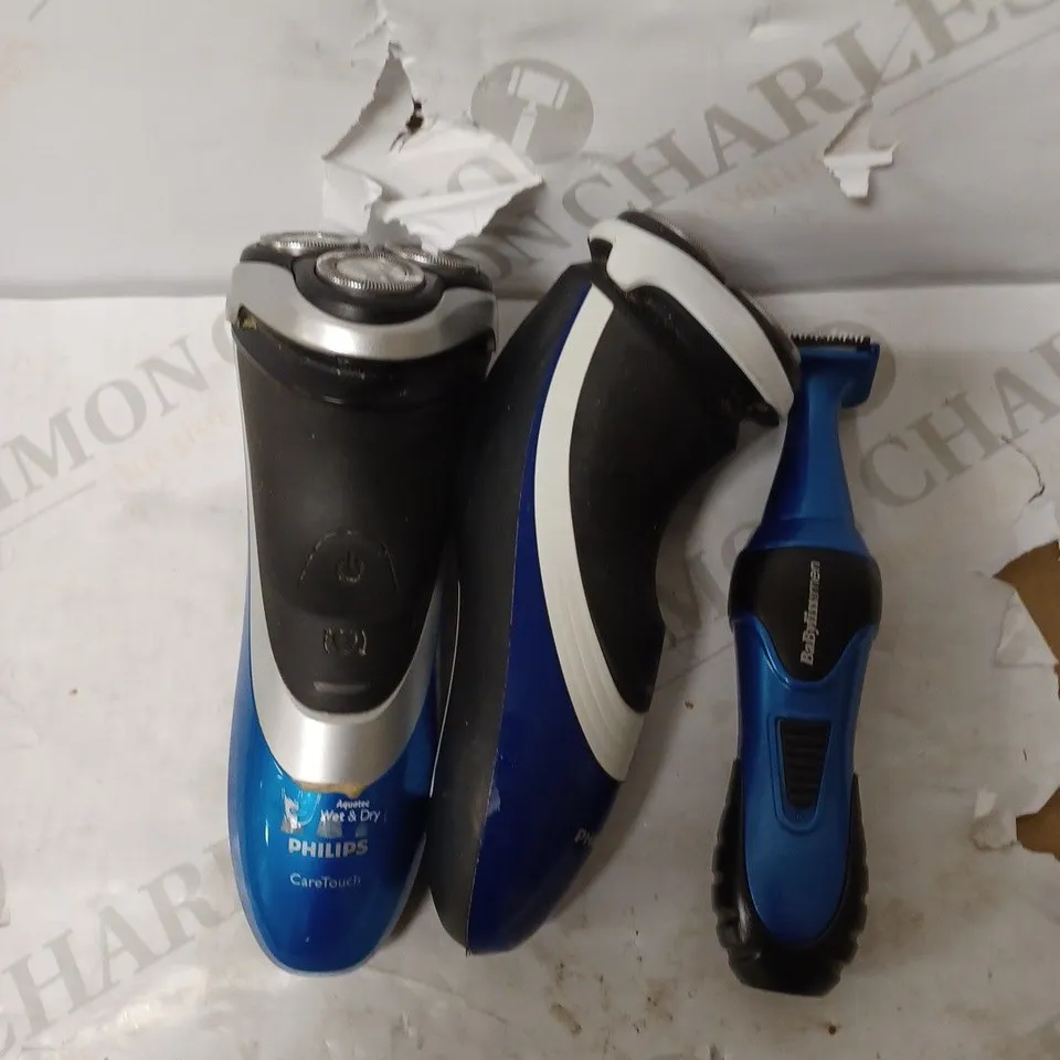 LOT OF 3 ITEMS INCLUDING PHILIPS FACE SHAVERS AND BABYLISS FOR MEN TRIMMER