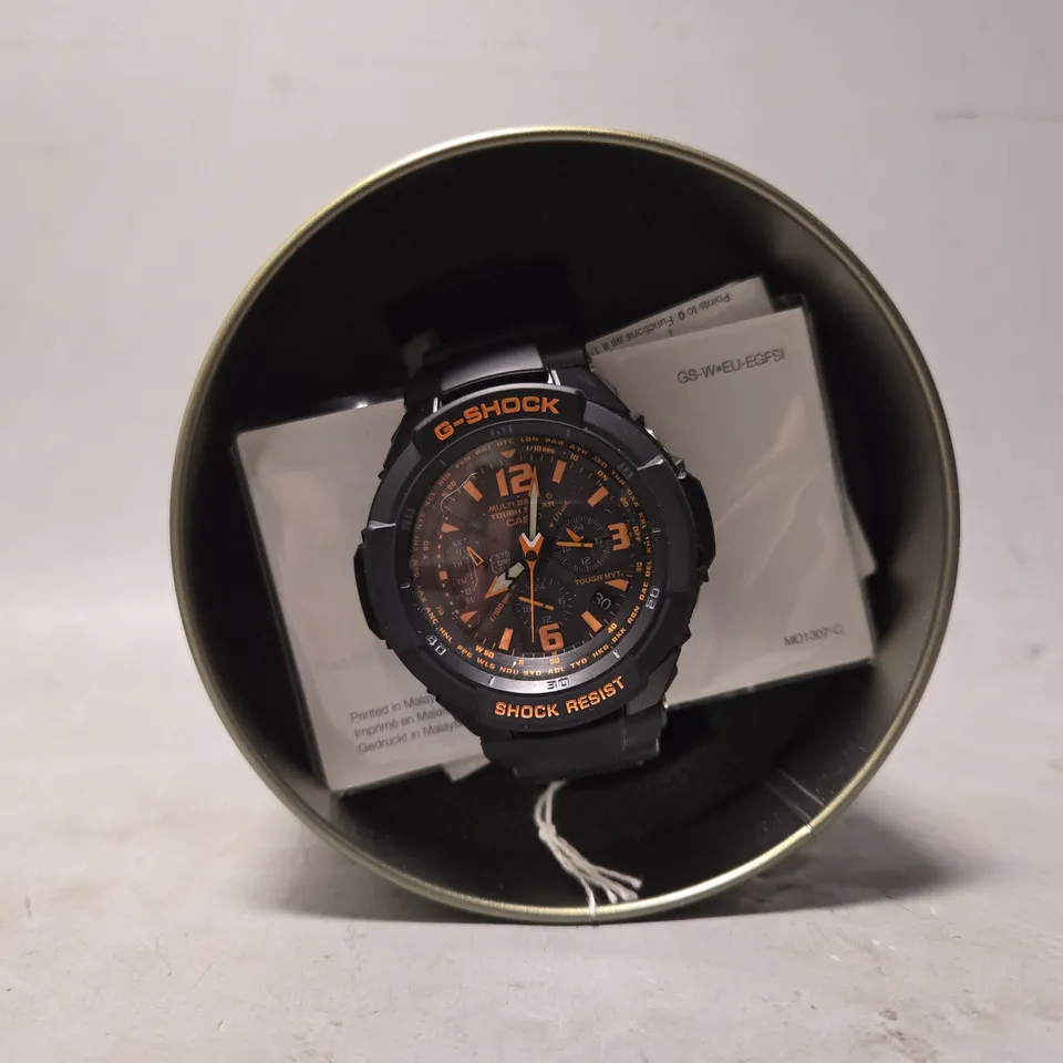 BOXED CASIO G SHOCK MULTI BAND IN BLACK & ORANGE 