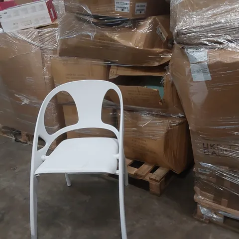 PALLET CONTAINING A LARGE QUANTITY OF STYLISH PLASTIC FOLDING CHAIRS - COLOURS VARY