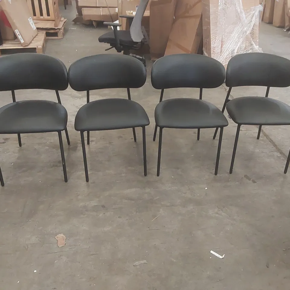 SET OF 4 DANETTI CREE BLACK FAUX LEATHER DINING CHAIR