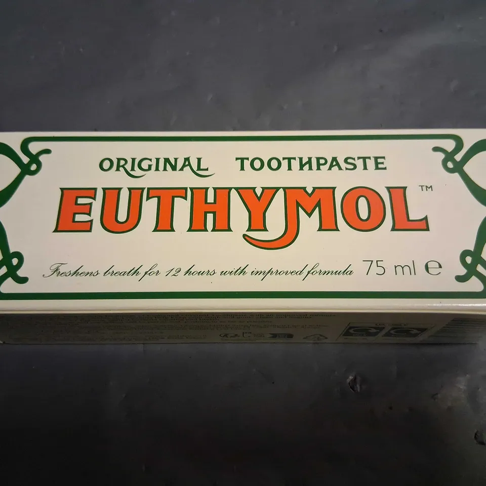 TWELVE TUBES OF EUTHYMOL ORIGINAL TOOTHPASTE 75ML