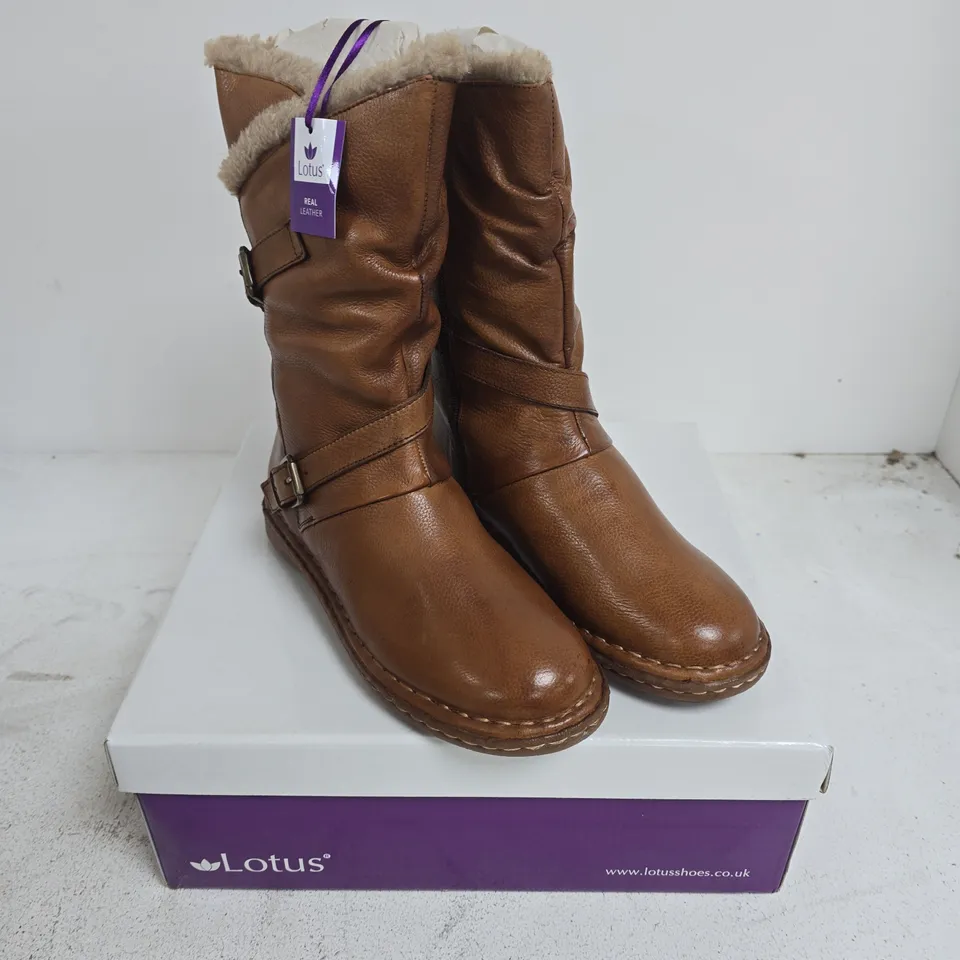 LOTUS JOLANDA TAN LEATHER KNEE-HIGH BOOTS – UK 7