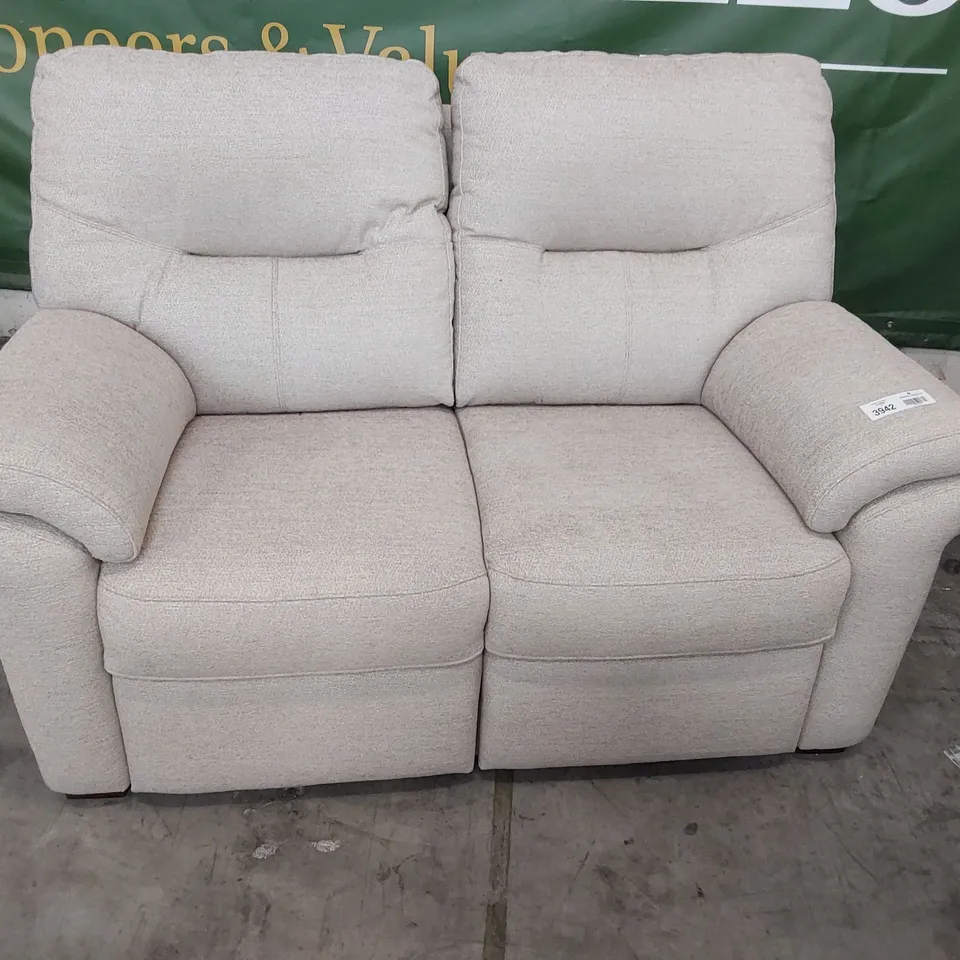 QUALITY BRITISH DESIGNER G PLAN SEATTLE TWO SEATER SOFA BAMBOO SAND FABRIC 