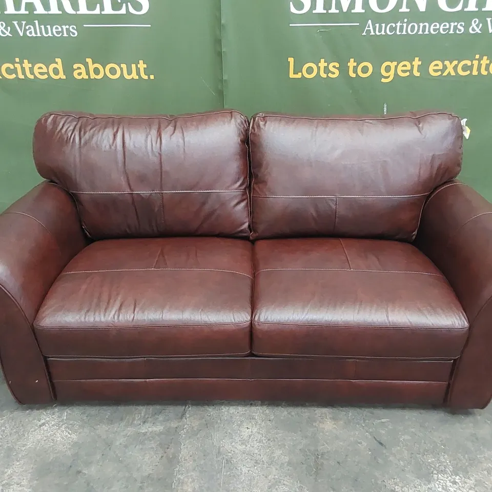 DESIGNER VANTAGE 3 SEATER LEATHER SOFA - CHESNUT
