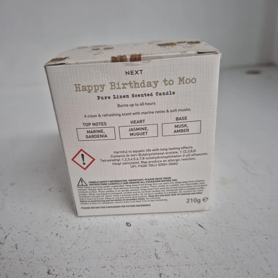 NEXT HAPPY BIRTHDAY TO MOO PURE LINEN SCENTED CANDLE – 210G
