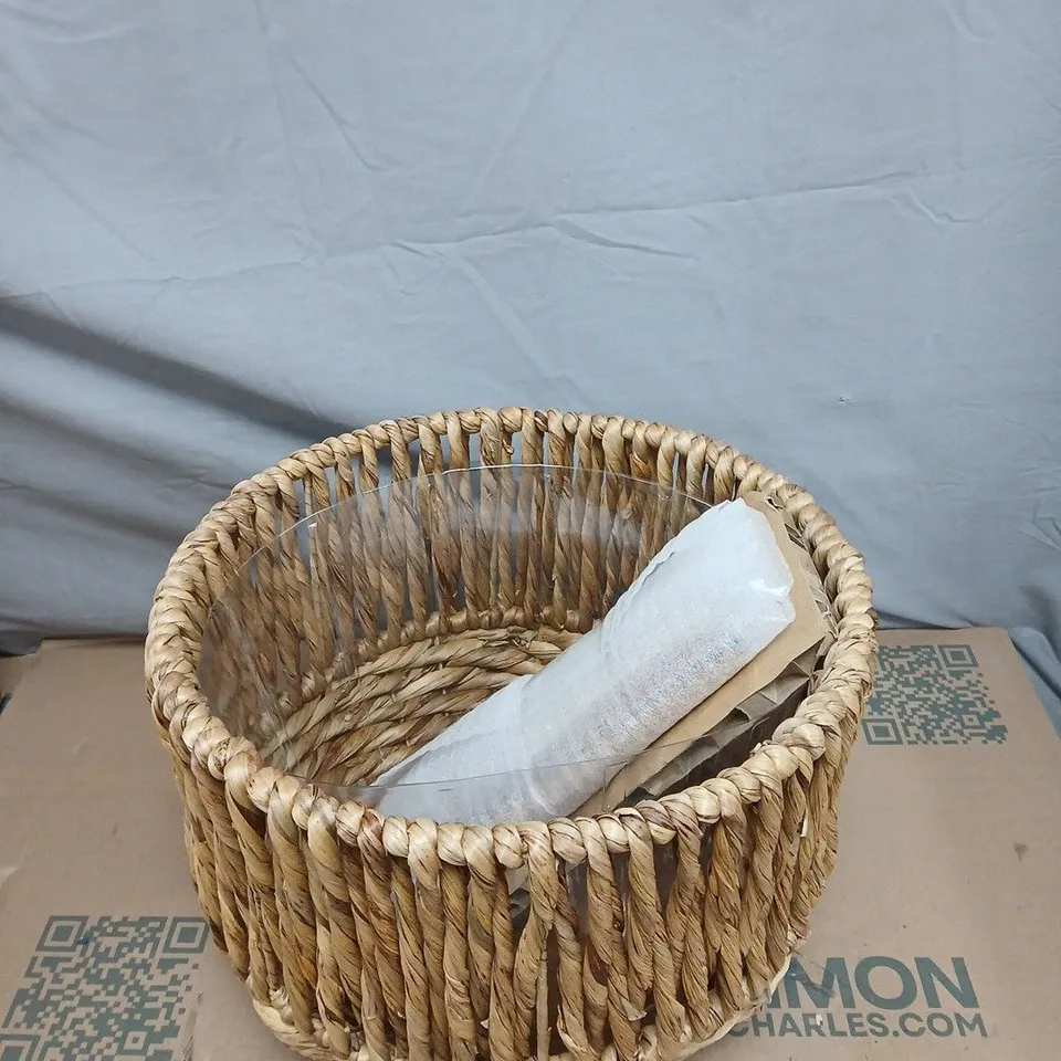 WATER HYACINTH PLANTER ON WOODEN LEGS