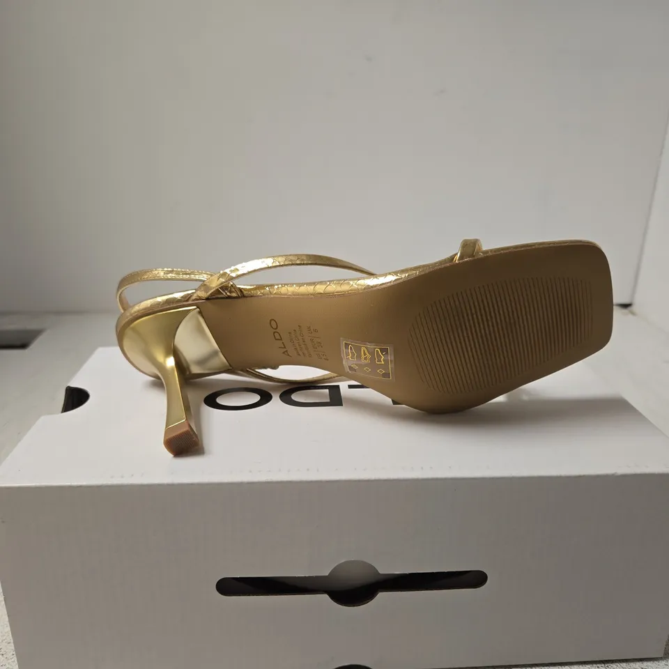 ALDO GOLD STRAPPY HEELED SHOES – WOMEN'S, UK 6 (US 8.5 / EUR 39)
