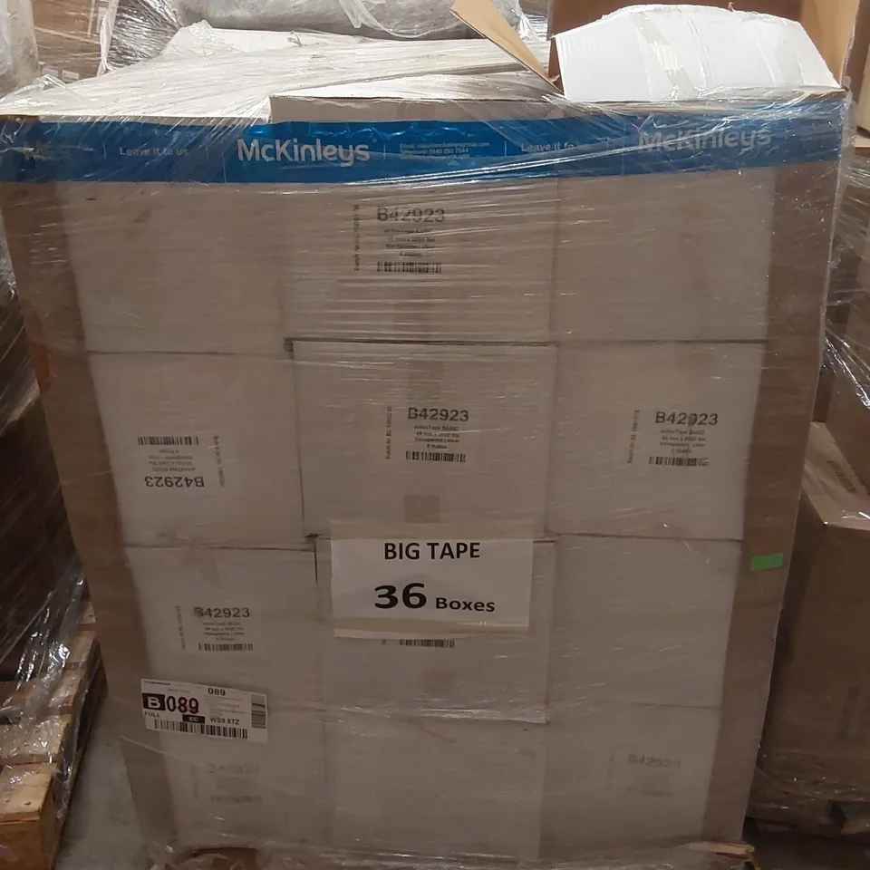 PALLET CONTAINING 36 X6 BOXES OF EXTRA LARGE TAPE ROLLS