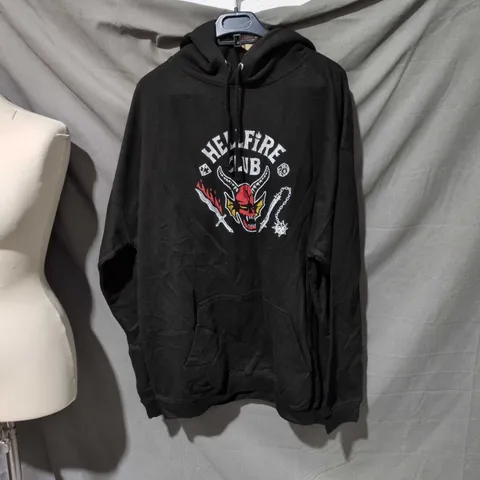 STRANGER THINGS HELLFIRE CLUB HOODIE – BLACK, UK 44-46 (XXL)