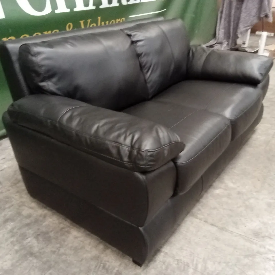 MARLOW 2 SEATER LEATHER SOFA - BLACK RRP £1299