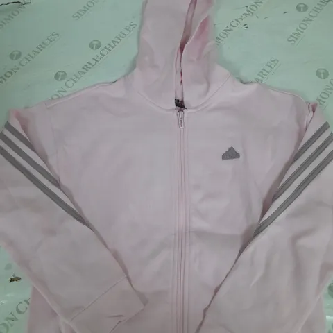 ADIDAS PINK ZIP UP JACKET WITH HOOD - 11-12Y