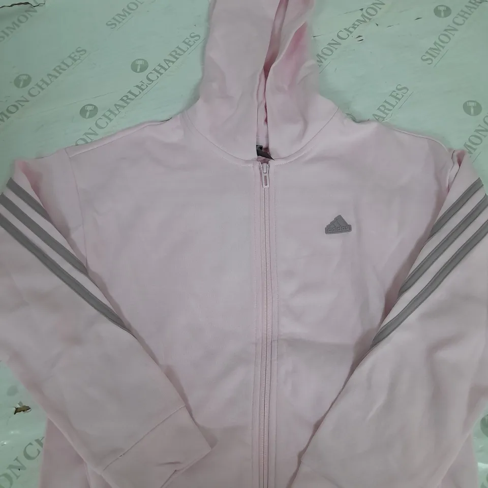 ADIDAS PINK ZIP UP JACKET WITH HOOD - 11-12Y