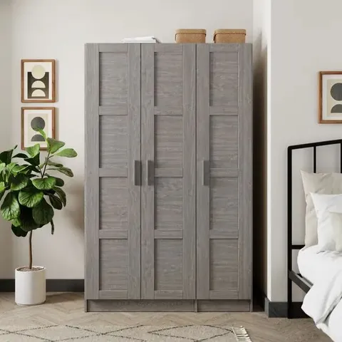 BOXED TOBY TRIPLE WARDROBE GREY H183×W114×D52CM