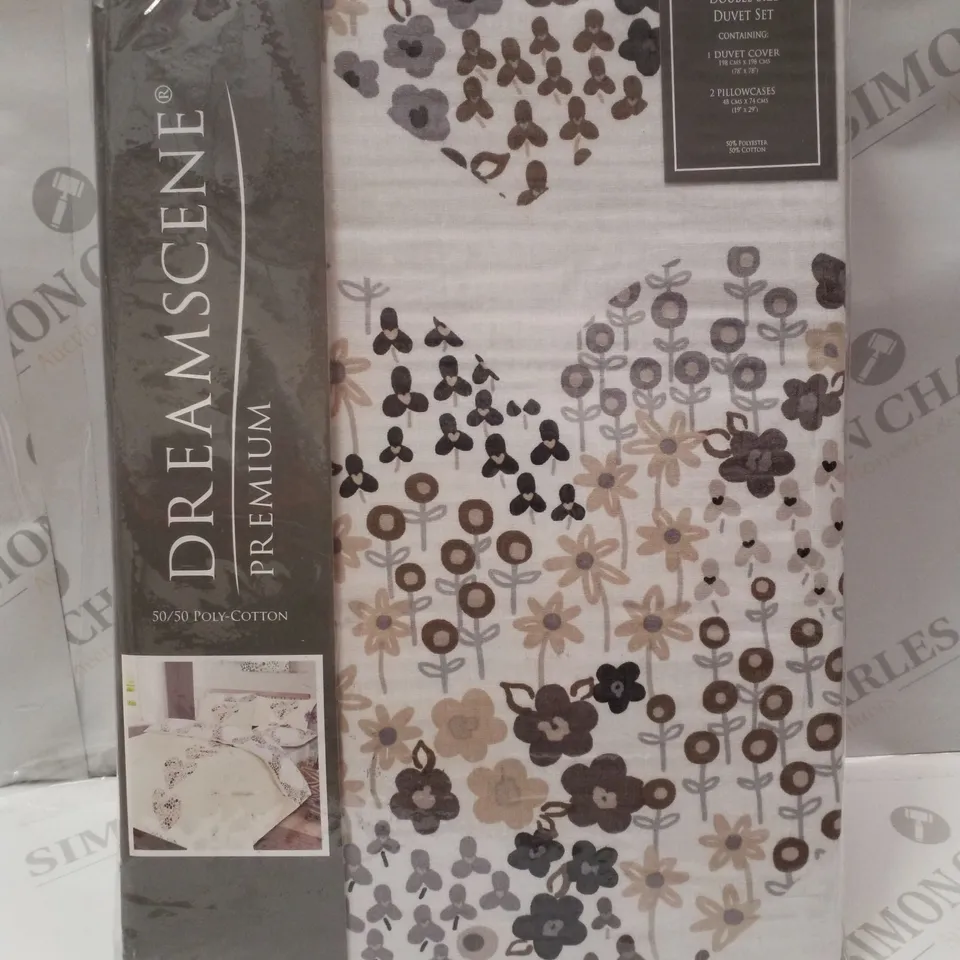 BRAND NEW DREAMSCENE PREMIUM DOUBLE 198×198CM DUVET SET - LIZZIE NATURAL 