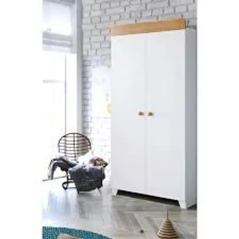 BOXED MILANO CLASSIC WHITE/OAK DOUBLE WARDROBE (3 BOXES)