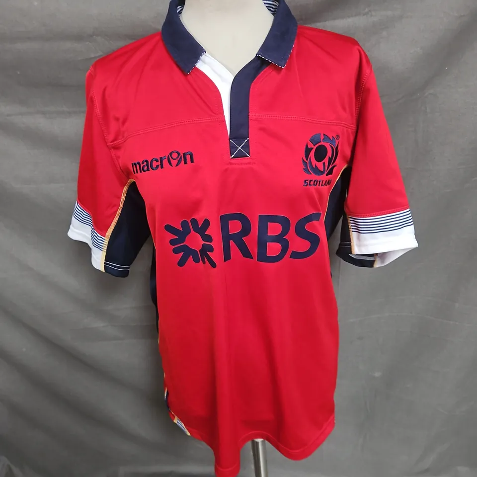 MACRON SCOTLAND SPORTS JERSEY IN RED MIX SIZE L